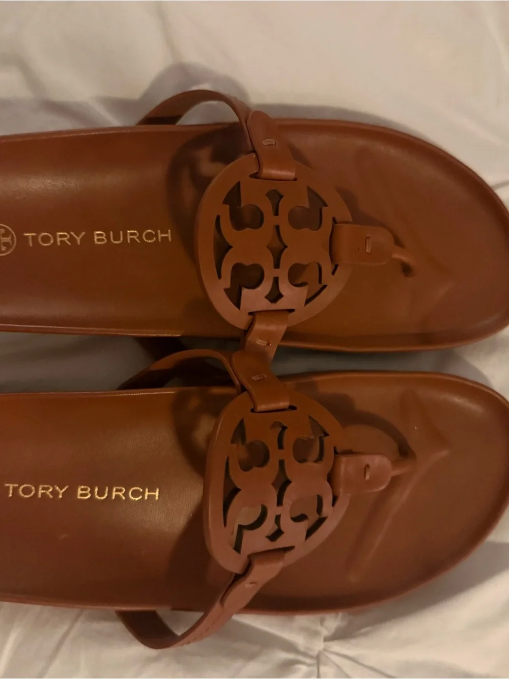 Tory Burch Miller Cloud Leather Sandals Brown